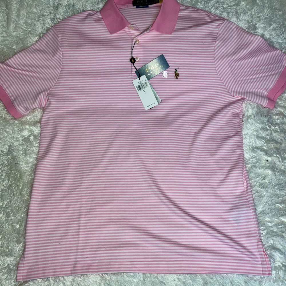 Ralph Lauren Pink Polo Shirt Classic Striped Design